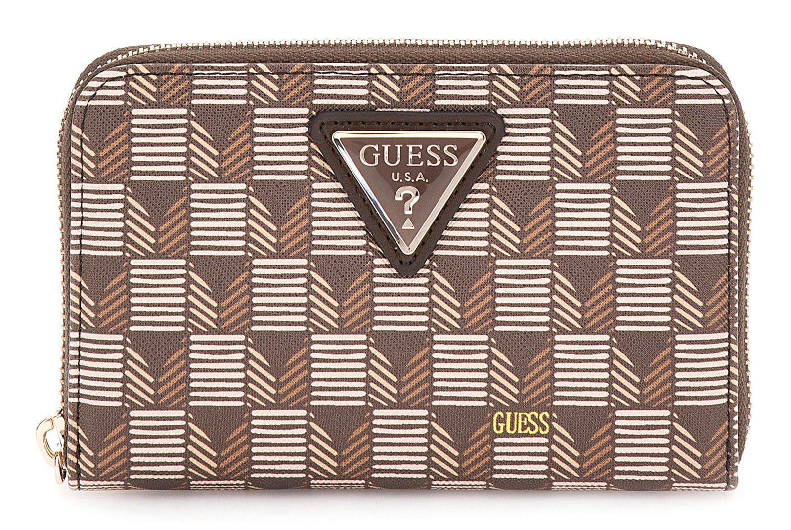 GUESS purse G Wave SLG Medium Zip Around Wallet Brown Logo