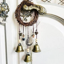 Witchy Chic Door Handle Decor Boho Rope & Bell Hanging Home Wind Chimes Decors