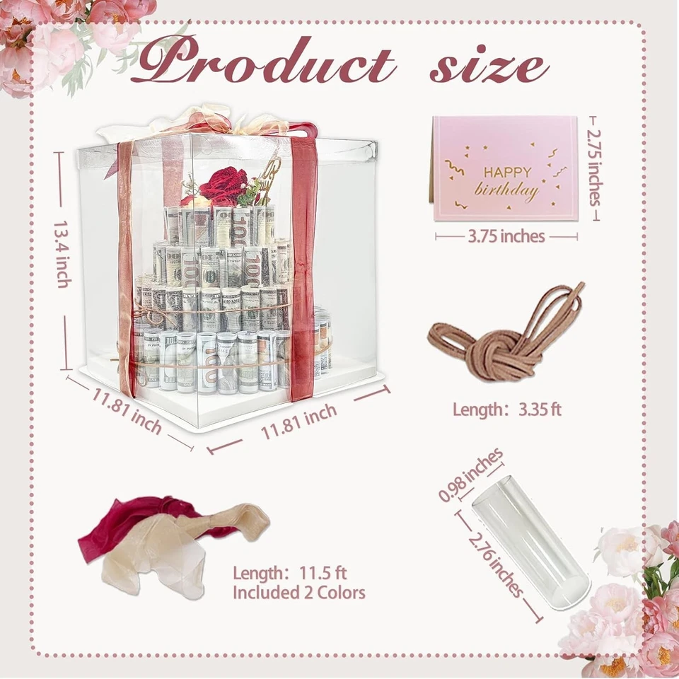 Premium Money Flower Cake GiftBox with Artificial Roses - 4 Tier Celebration - Image 4 of 4