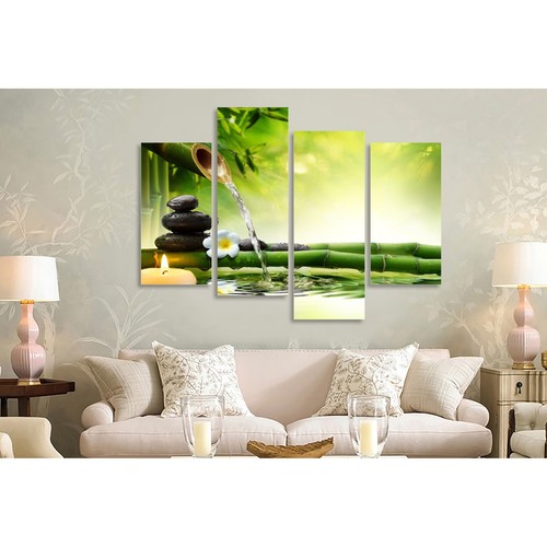Framed Stretched Canvas Prints Spa Stone Candle Water Bamboo Modern Art Wall Ebay