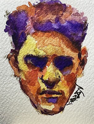 Original Unikat Figurative Portrait Watercolour Porträt Aquarell Gemälde Bild