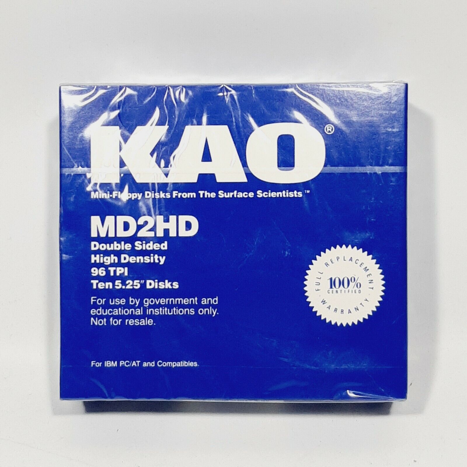 KAO MD2HD Double Sided High Density 96 TPI  5.25" Floppy Disks IBM PC/AT 1991  