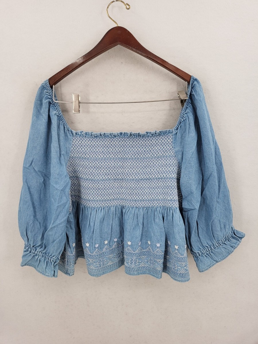chambray peasant top