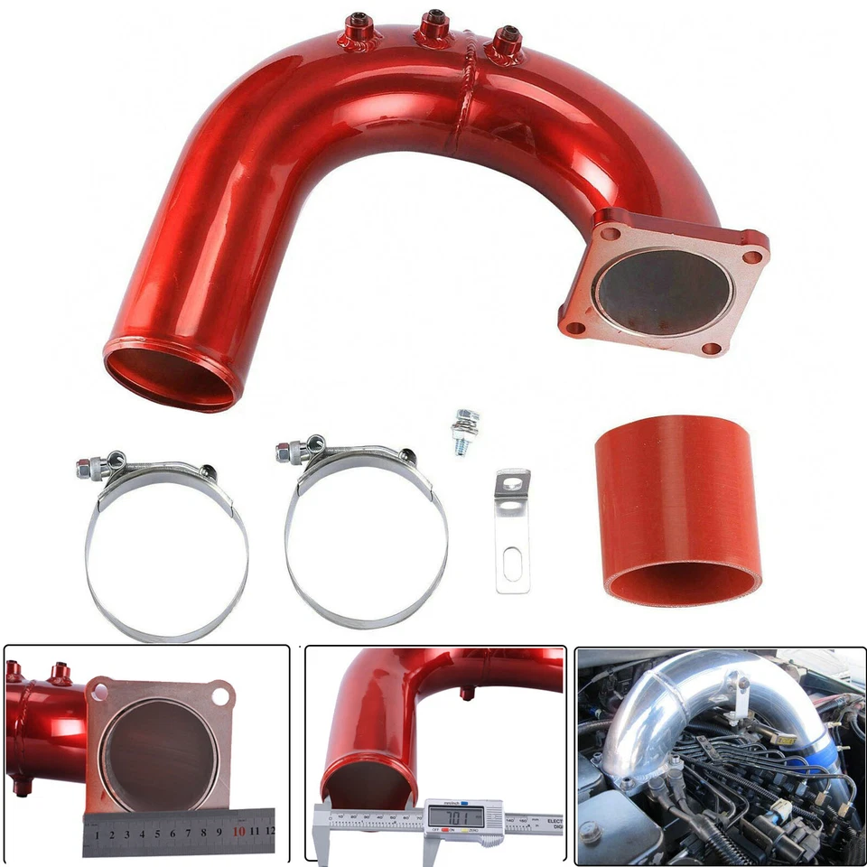 High Flow Intake Elbow Tube Pipe For 2003-2007 Dodge Ram 5.9L Cummins Diesel Red - Image 2 of 4