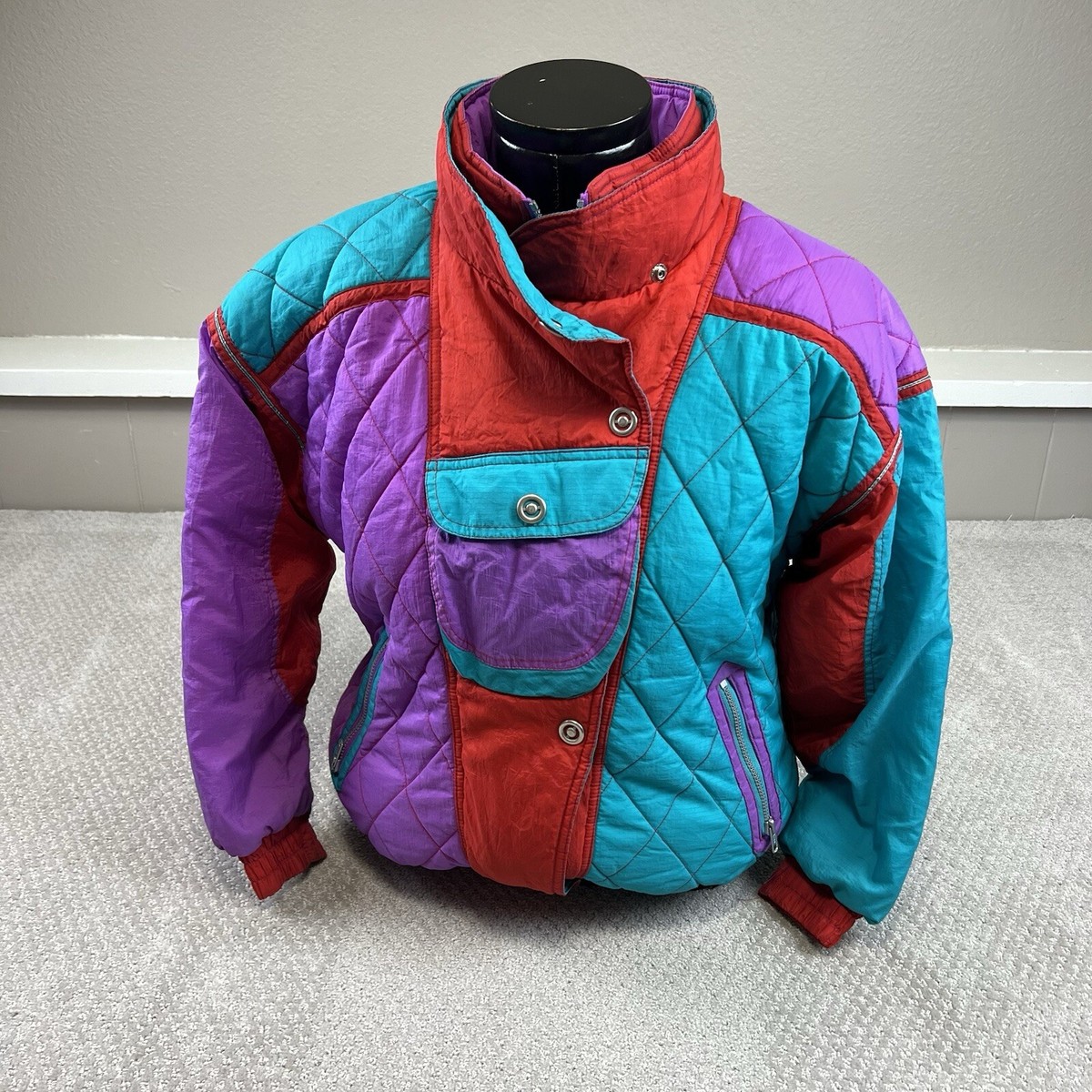 【WONDER WONDER】Gross Vintage Check Overfit Quilted Jacket Vtg 80s Pacific Trail Women's Quilted Puffer Jacket Size