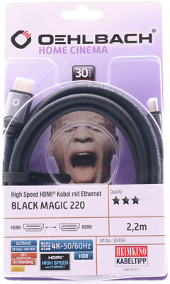 Oehlbach Black Magic 220 High Speed HDMI Kabel 2,2m Ethernet ULTRA HD 4K 260