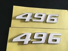 694 469 649 496 ENGINE ID FENDER HOOD SCOOP BADGE EMBLEM CHROME WHITE 2PCS
