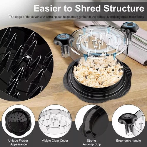 Chicken Shredder Large Chicken Breast Shredder Tool Twist with Brush and Fork - Picture 3 of 6