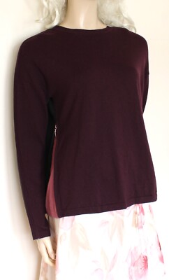 Jigsaw lila schwarz Wolle Reißverschluss sportlich Sweatshirt Style Pullover Gr. M/12-14 80er/90er