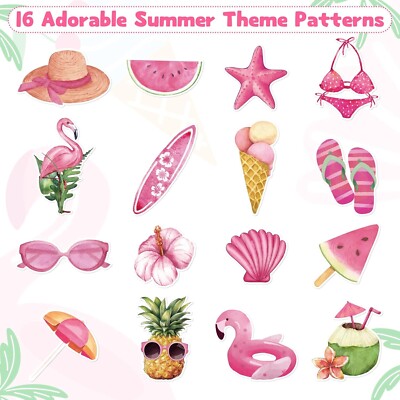  ️ BEACH STICKERS pool ocean vacation flipflop shells summer tropical flamingo