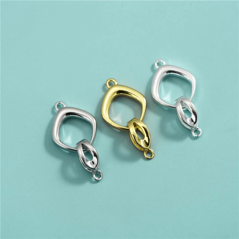 925 Sterling Silver Square Fold-Over Clasp Closure for Bracelet Necklace XS17 - Image 2 of 4