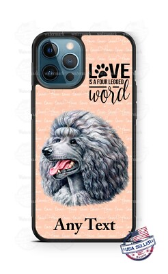 Gray Poodle Dog Face Pet Love Word Personalized Phone Case Cover for iPhone etc.
