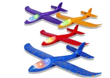 Throwing Foam Plane LED Light Airplane Toys Outdoor Flying Toy Glider Kid 4 Pack