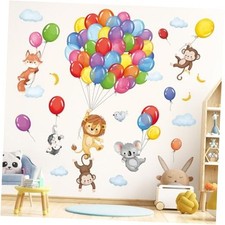 Forest Wall Decals Monkey Lion Koala Wall Stickers Baby Animals Balloon