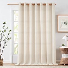 jinchan Extra Wide Linen Textured Curtains Length Beige Curtains 100"W X 108"L