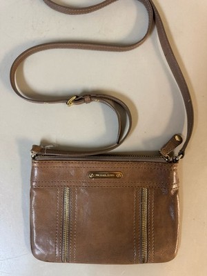 Small Michael Kors Moxley Leather Crossbody Purse Bag Tan