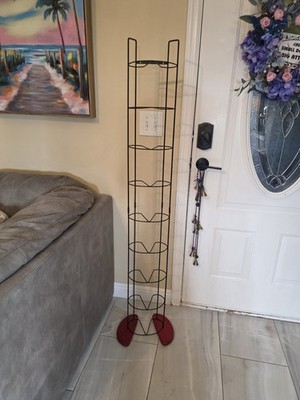 51'' Vintage 110+ Black Wire CD Rack Wood Base Retro Game Storage Tower - 2 Pcs.