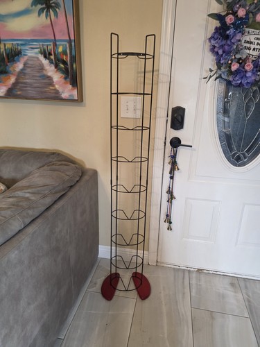 51" Vintage 110+ Black Wire CD Rack Wood Base Retro Game Storage Tower - 2 Pcs.