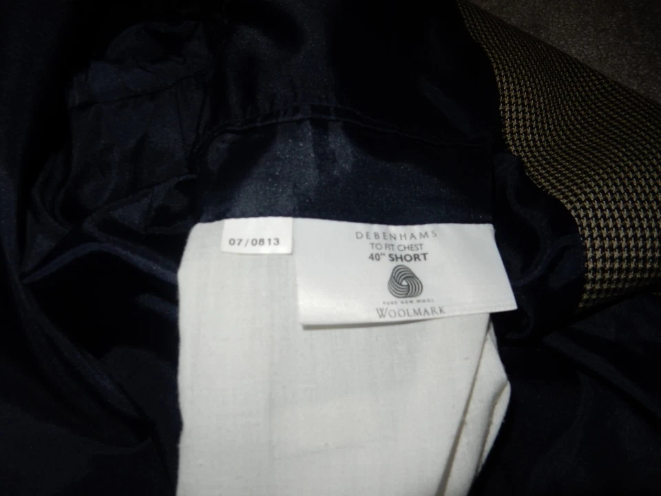 Vintage Debenhams Pure New Wool Houndstooth Lined Sports Blazer Jacket 40" Short - Image 4 of 4