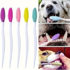 2-Pack Pet Toothbrush Set &ndash; Silicone Bristles, Curved Long Handle for Dogs & Cat