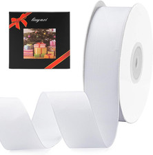 White Grosgrain Ribbon 1-1/2 Inch X 50 Yards Ribbon for Gift Package Wrapping We