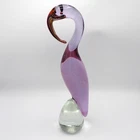 Italian Sommerso Murano Style Art Glass Swan Heron Sculpture 14" Purple Vintage