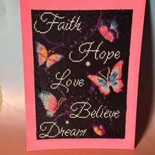 Completed Faith Hope Love Believe Dream Butterfly 5D Diamond Painting Wall Art