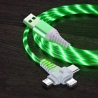 3 in 1 Green LED USB Cable Charging Cable Multi Charger iPhone Lightening Type C