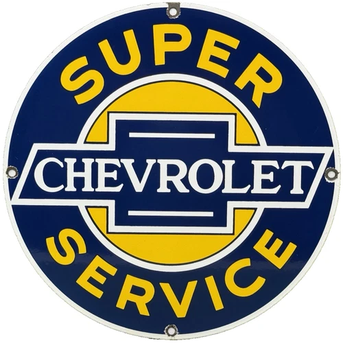 VINTAGE CHEVROLET PORCELAIN SIGN GENERAL MOTORS DEALERSHIP GAS OIL FORD MOPAR