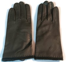 Ladies Angora/Lambswool Lined Genuine Leather Gloves, Green, Medium-7.