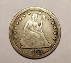 1864~P Seated Liberty 25c ~ Better  Date ~ Ch VF DETAILS