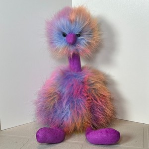 JELLYCAT London RAINBOW POM POM BIRD Fuzzy Tie-Dye Ostrich 12” Plush