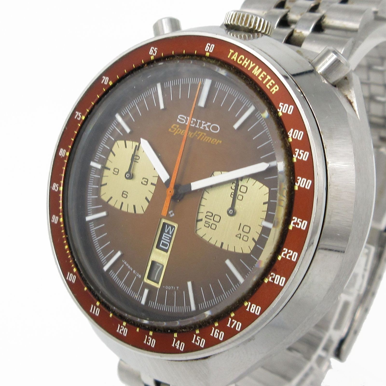 Automatic Day ST.Steel Timer Seiko Speed 6138-0040 Watch Chronograph Date Mens - vintagewatches.pk