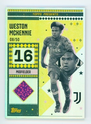 2024-25 Weston McKennie Topps Juventus Team Set Gold Match-Worn Jersey Card 8/50