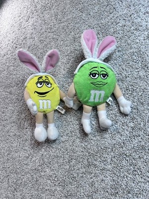 Easter Bunny M&Ms Plush Toys Set Of Two Yellow And Green