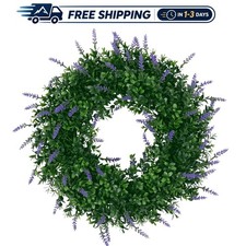 17-Inch Green  Blue Boxwood Wreath for -Round Indoor  Outdoor Elegance