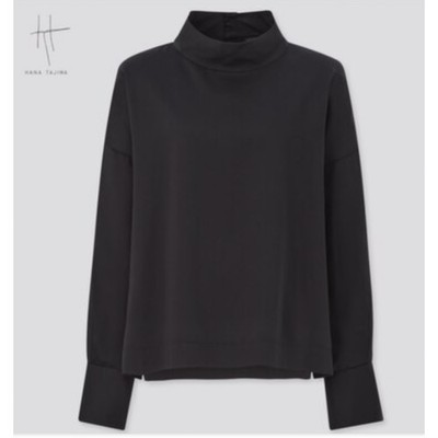 Uniqlo x Hana Tajima Mock Neck Blouse Womens Small Black Long Sleeve NWT