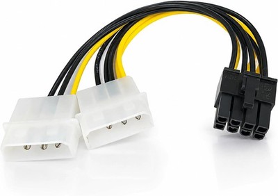 R38 8-Pin PCIe Stromkabel - 2X 4-Pin Molex zu PCI-E Adapter, 15 cm -