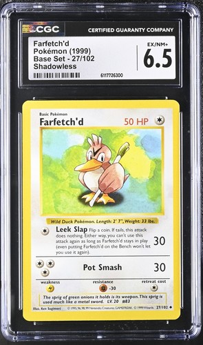 Farfetch'd (Shadowless) graded CGC 6.5 for sale on eBay