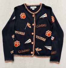 Vintage Clemson University Tigers Knit Cardigan Sweater Women  s Size Small 90s