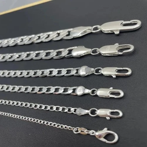 Hot 925 Sterling Solid Silver Sideways Chain Women Men Necklace Jewelry image 3