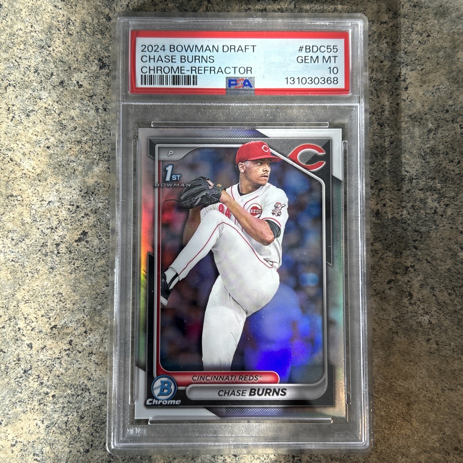 2024 Bowman Draft Chase Burns Chrome Refractor 1st #BDC-55 Reds PSA 10-MINT