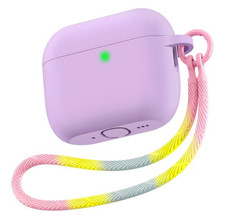 Matekxy for AirPods Pro 3 Case 2025 Cute Silicone Purple Cover Lanyard Keychain
