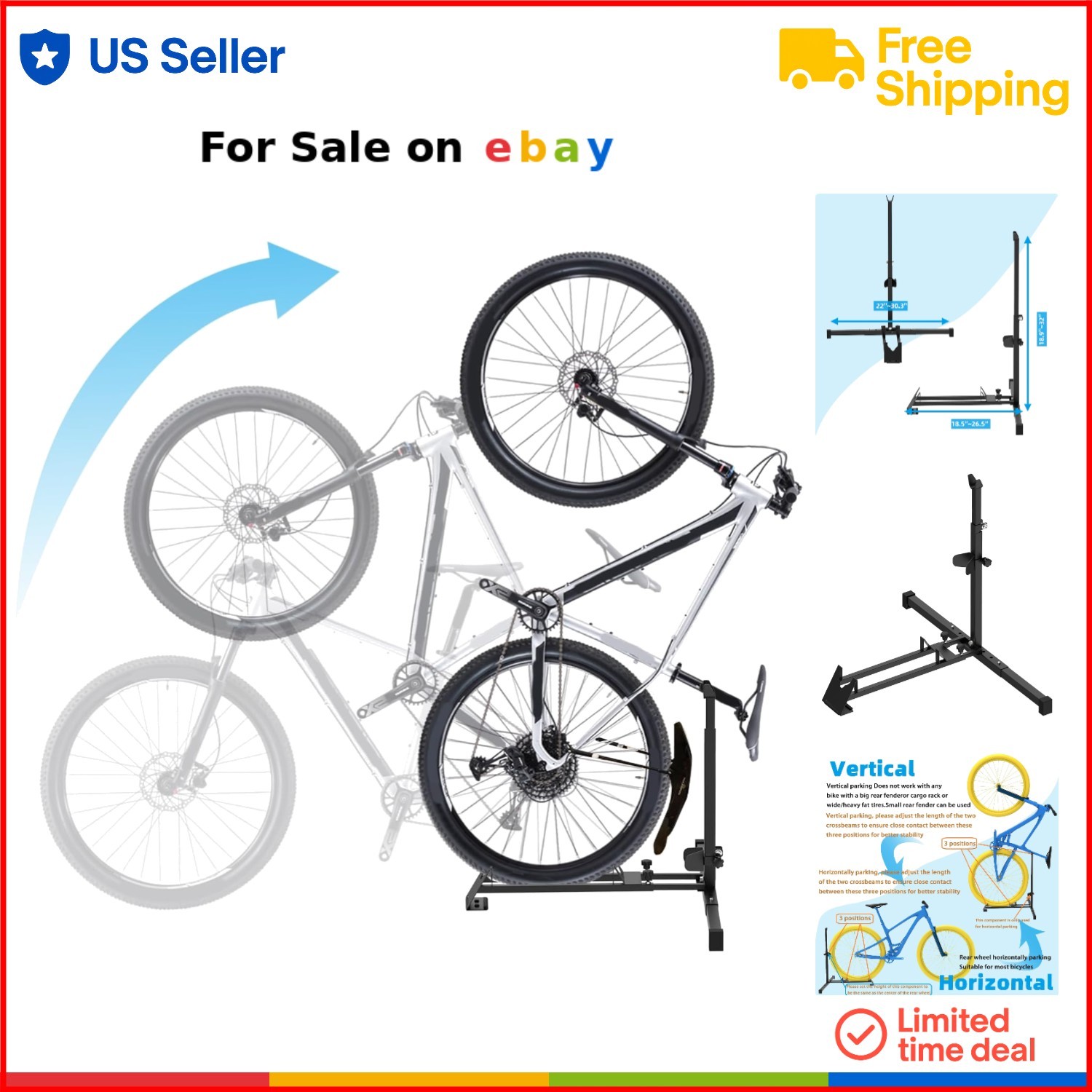 Vertical Metal Bike Stand - Space-Saving Garage & Indoor Storage Rack