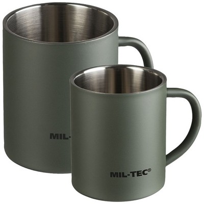 Mil-Tec Tasse Edelstahl doppelwandig 300/450 ml Trinkbecher Campingtasse Becher