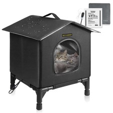 Heated Cat House for Indoor Cats in Winter, Waterproof, Fully Insulated Shelt...
