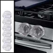 6 Pack Clear Stove Knob Safety Covers Child Proof Lock for Kids Kitchen
