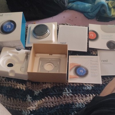 Nest Learning Thermostat StainlessSteel Wi-Fi Smart Hardware Never Used