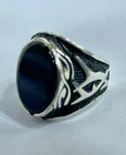 925 Sterling Silver Natural Polished Black Onyx Ring - Size 8 US - 9g