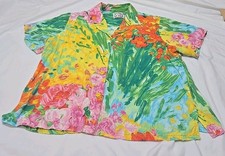 Jams World Aloha Style Camp Shirt - Women Size Medium Vibrant Summer Colors